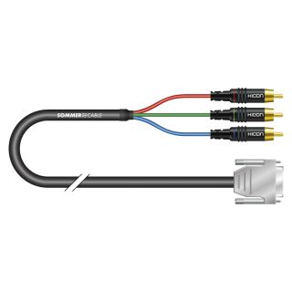 Monitorkabel Transit Mini Flex, 3  x  0,08 mm² | HD-SUB-D / Cinch, HICON | 1,00m