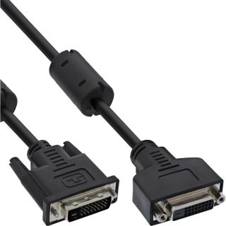 InLine® DVI-D Verlängerung, Dual Link 24+1 ST auf 24+1 BU, 2 Ferrite, 2m