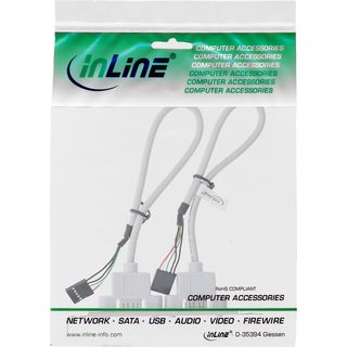 InLine Slotblech USB 2.0, 2x USB Buchse auf 2x 5pol Pfostenverbinder, 0,3m