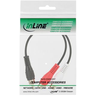 InLine Cinch-Y-Kabel, 1x Cinch Stecker zu 2x Cinch Buchse, 0,2m