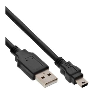 InLine USB 2.0 Mini-Kabel, USB A Stecker an Mini-B Stecker (5pol.), schwarz, 2m