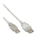 InLine USB 2.0 Verlängerung, Stecker / Buchse, Typ A, transparent, 5m