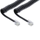 InLine® Spiralkabel, RJ10 Stecker / Stecker, schwarz,...