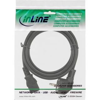 InLine Netzkabel, Schutzkontakt gewinkelt auf Kaltgertestecker C13, 3m