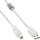 InLine USB 2.0 Kabel, A an B, transparent, mit...