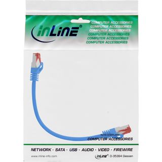 InLine Patchkabel, S/FTP (PiMf), Cat.6, 250MHz, PVC, Kupfer, blau, 0,3m