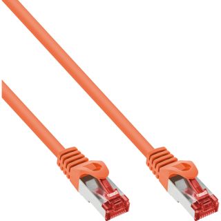 InLine® Patchkabel, S/FTP (PiMf), Cat.6, 250MHz, PVC, Kupfer, orange, 0,3m