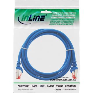 InLine Patchkabel, S/FTP (PiMf), Cat.6, 250MHz, PVC, Kupfer, blau, 1m