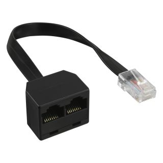 InLine ISDN Verteiler, 1x RJ45 St an 2x RJ45 Bu, (8P8C) mit 15cm Kabel, ohne Endwiderstände