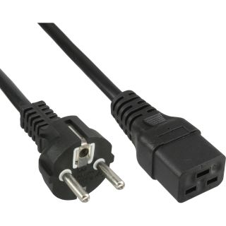 InLine Netzkabel 16A, Schutzkontakt gerade auf Kaltgertestecker IEC320/C19, 3m