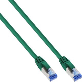 InLine Patchkabel, S/FTP (PiMf), Cat.6A, 500MHz, halogenfrei, Kupfer, grün, 3m