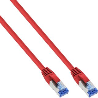 InLine Patchkabel, S/FTP (PiMf), Cat.6A, 500MHz, halogenfrei, Kupfer, rot, 1m