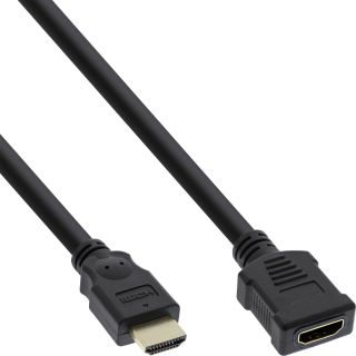 InLine® HDMI Verl., HDMI-High Speed, ST / BU, schwarz, vergoldete Kontakte, 1m