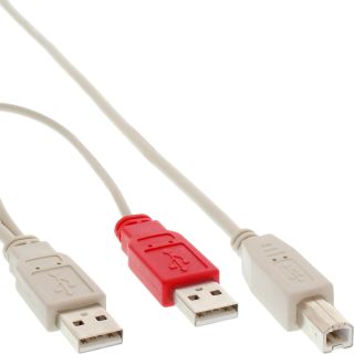 InLine USB 2.0 Y-Anschlußkabel, 2x Stecker A an Stecker B, 1,0m