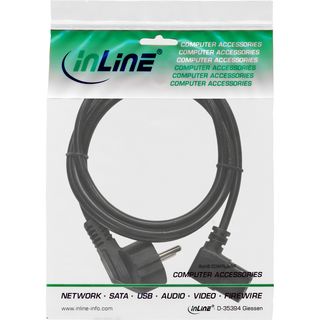 InLine Netzkabel, Schutzkontakt gewinkelt auf Kaltgertestecker C13 rechts abgewinkelt, 0,5m, schwarz