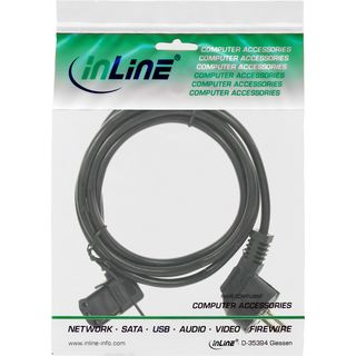 InLine Netzkabel, Schutzkontakt gewinkelt auf Kaltgertestecker C13 links abgewinkelt, 0,5m, schwarz