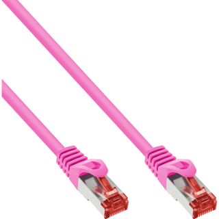 InLine Patchkabel, S/FTP (PiMf), Cat.6, 250MHz, PVC, Kupfer, pink, 0,5m