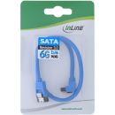 InLine SATA 6Gb/s Anschlusskabel rund, abgewinkelt, blau, mit Lasche, 0,3m