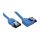 InLine® SATA 6Gb/s Anschlusskabel rund, abgew. links, blau, mit Lasche, 0,5m