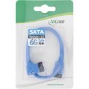 InLine SATA 6Gb/s Anschlusskabel rund, abgewinkelt rechts, blau, mit Lasche, 0,3m