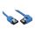 InLine SATA 6Gb/s Anschlusskabel rund, abgewinkelt rechts, blau, mit Lasche, 0,3m