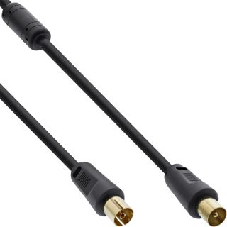 InLine® Antennenkabel Premium, 2x geschirmt, mit Filter, >85dB, schwarz, 0,5m