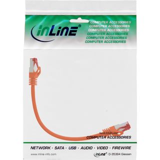 InLine Patchkabel, S/FTP (PiMf), Cat.6, 250MHz, PVC, Kupfer, orange, 0,25m