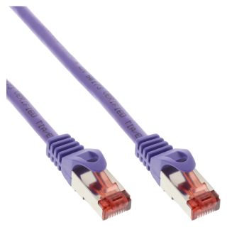 InLine Patchkabel, S/FTP (PiMf), Cat.6, 250MHz, PVC, Kupfer, purple, 0,25m