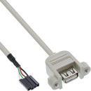 InLine® USB 2.0 Anschlusskabel, Einbaubuchse A auf...