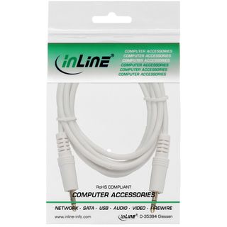 InLine Klinke Kabel, 3,5mm Stecker / Stecker, Stereo, wei / gold, 1,5m