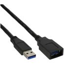 InLine USB 3.0 Kabel, A Stecker / Buchse, schwarz, 0,5m