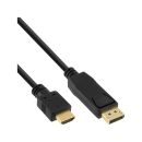 InLine DisplayPort zu HDMI Konverter Kabel, schwarz, 3m