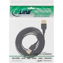 InLine USB 2.0 Flachkabel Verlängerung, A Stecker / Buchse, schwarz, Kontakte gold, 5m