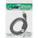 InLine USB 2.0 Flachkabel Verlängerung, A Stecker / Buchse, schwarz, Kontakte gold, 1m