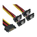 InLine® SATA Strom-Y-Kabel, SATA BU/4x SATA ST gew.,...