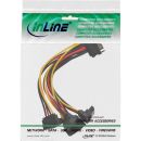 InLine SATA Strom-Y-Kabel, SATA Buchse an 4x SATA Stecker gewinkelt, mit Sicherheitslaschen, 0,15m