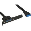 InLine Slotblech USB 3.0, 2x USB Buchse auf intern...