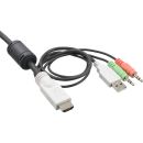 InLine KVM Switch, 2-fach, HDMI, USB, mit Audio, integr. Kabel