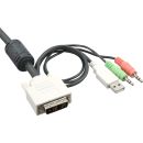 InLine KVM Switch, 2-fach, DVI-D, USB, mit Audio, integr. Kabel