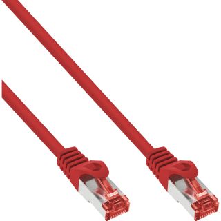 InLine® Patchkabel, S/FTP (PiMf), Cat.6, halogenfrei, Kupfer, rot, 1m