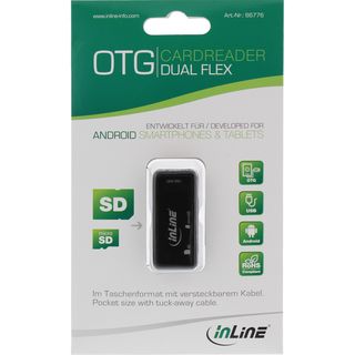 InLine OTG Card Reader Dual Flex, fr SD und microSD, mit USB Buchse und 2 Kartenslots
