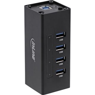 InLine® USB 3.0 Hub, 4 Port, Aluminiumgehäuse, schwarz, mit 2,5A Netzteil