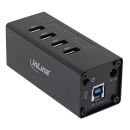 InLine USB 3.0 Aluminium Hub, 4 Port, schwarz, mit 2,5A...