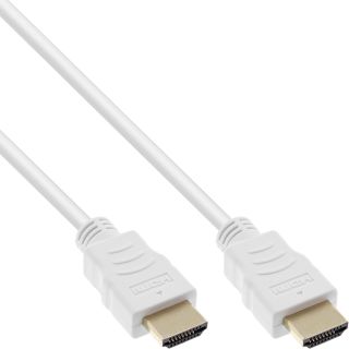 InLine HDMI Kabel, HDMI-High Speed mit Ethernet, Premium, Stecker / Stecker, weiß / gold, 3m