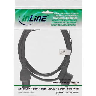 InLine Netzkabel, Schutzkontakt gewinkelt auf Warmgertestecker C15 gerade, schwarz, 2m