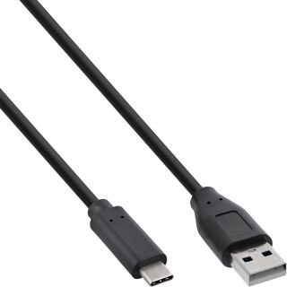 InLine® USB 2.0 Kabel, USB-C Stecker an A Stecker, schwarz, 0,5m