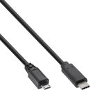 InLine USB 2.0 Kabel, Typ C Stecker an Micro-B Stecker, schwarz, 1m