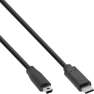 InLine® USB 2.0 Kabel, USB-C Stecker an Mini-B Stecker, schwarz, 1,5m