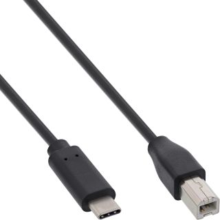 InLine® USB 2.0 Kabel, USB-C Stecker an USB-B Stecker, schwarz, 3m