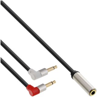 InLine Slim Audio Kopfhörer Flugzeug-Adapterkabel, 2x 3,5mm Klinke ST an 3,5mm Klinke BU 3pol., 0,15m